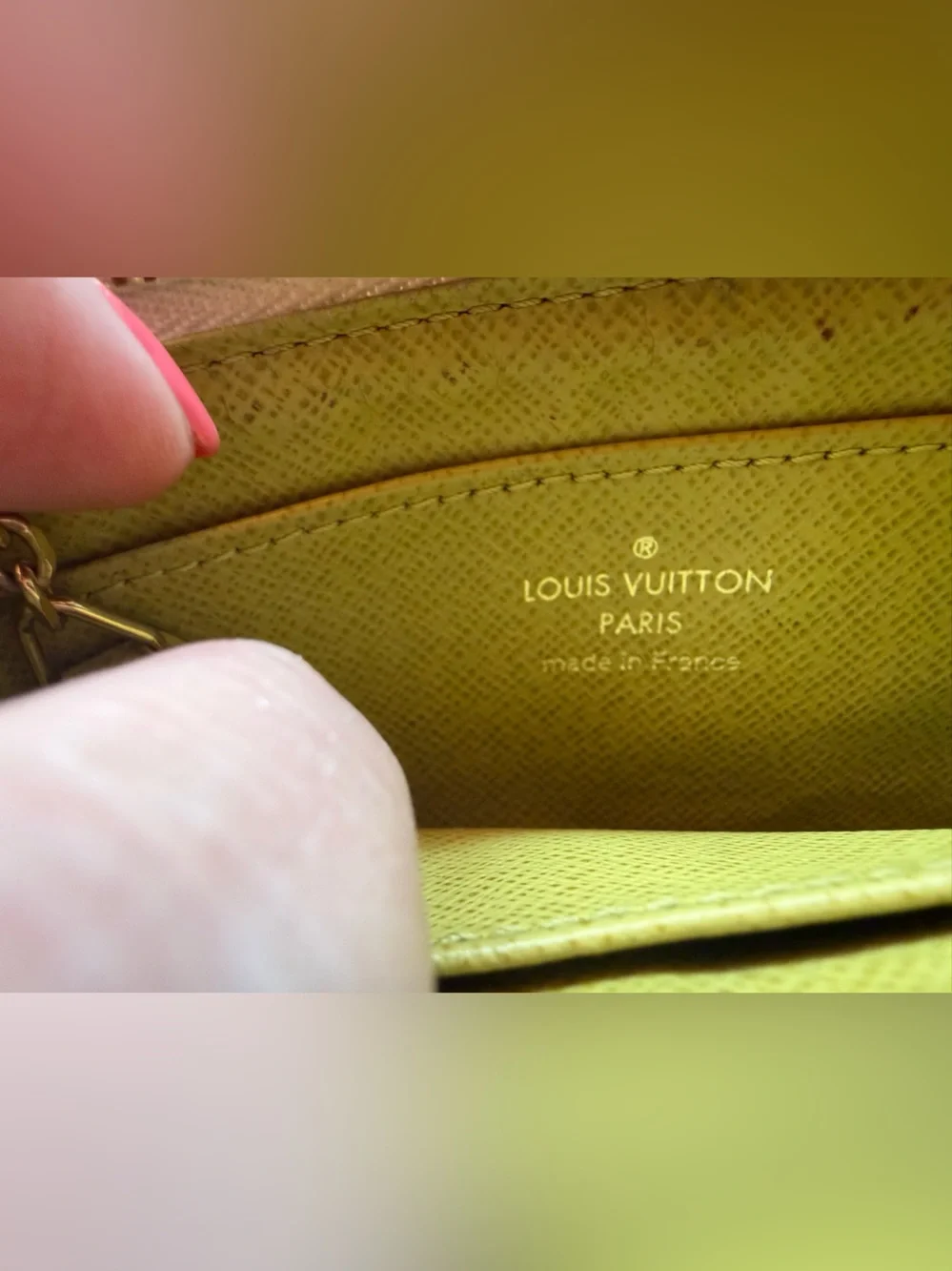Limited Ed. Louis Vuitton Damier Azur Canvas Pouch with Olive Green Label-Coa